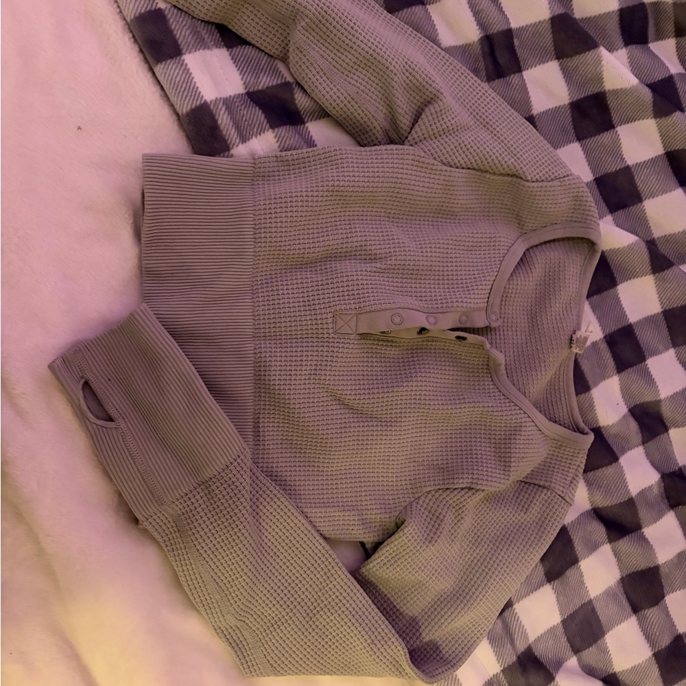 Aerie Gray Waffle Knit Crop Top